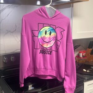 Justice Purple Hoodie with Tie-Dye Smiley